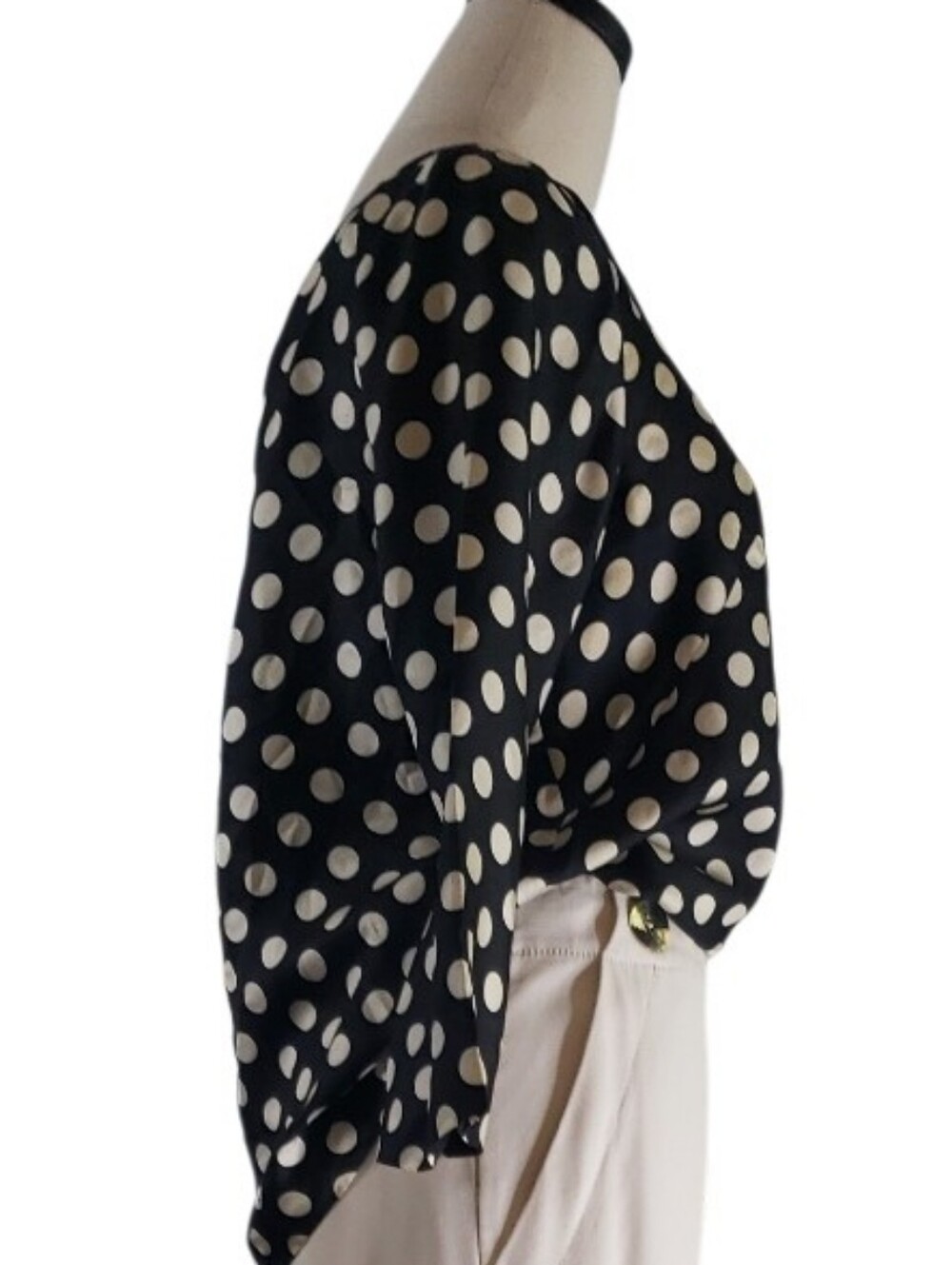 Vintage J Crew Silk Polkadot Boatneck Three Quarter Sleeves 12 Preppy Classic - Picture 4 of 9